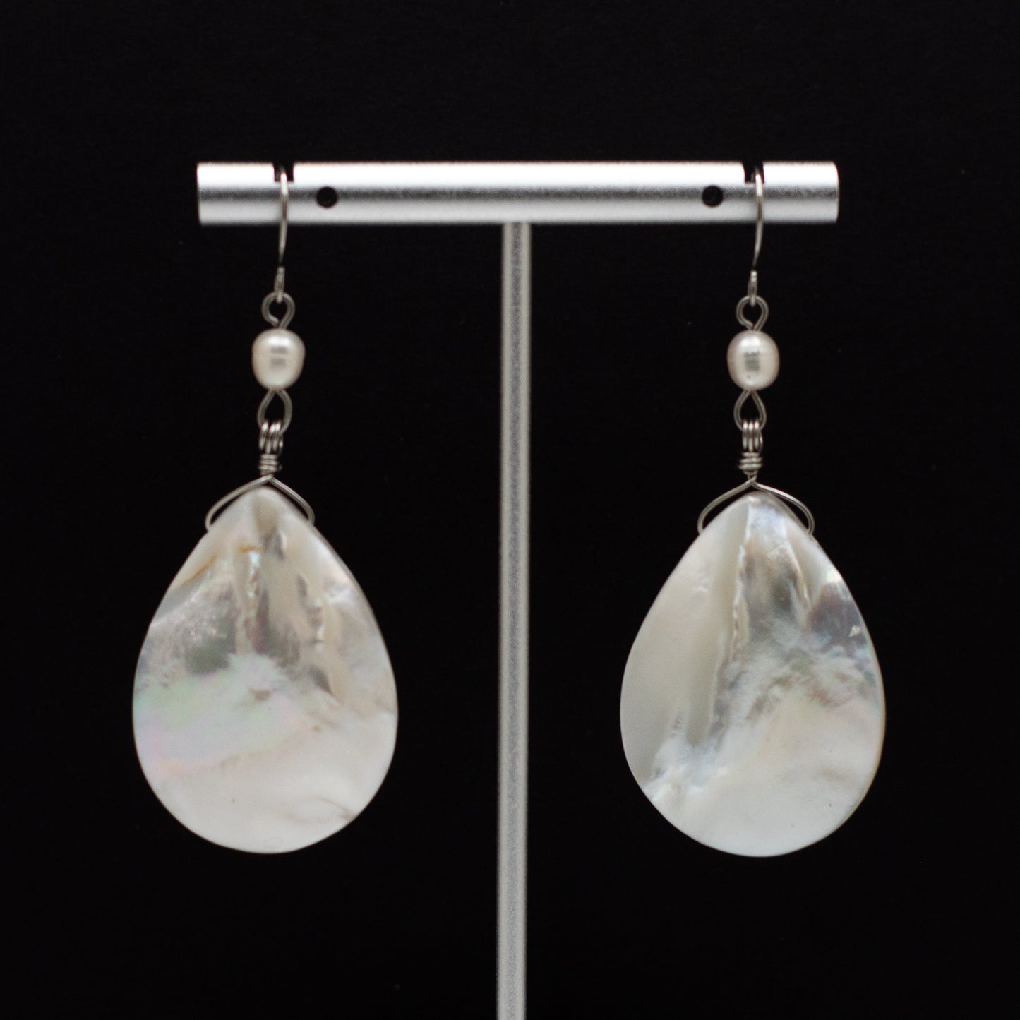 Shell Teardrop & Pearl Statement Earrings