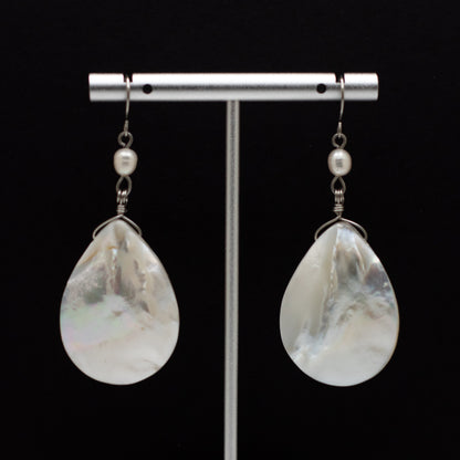 Shell Teardrop & Pearl Statement Earrings