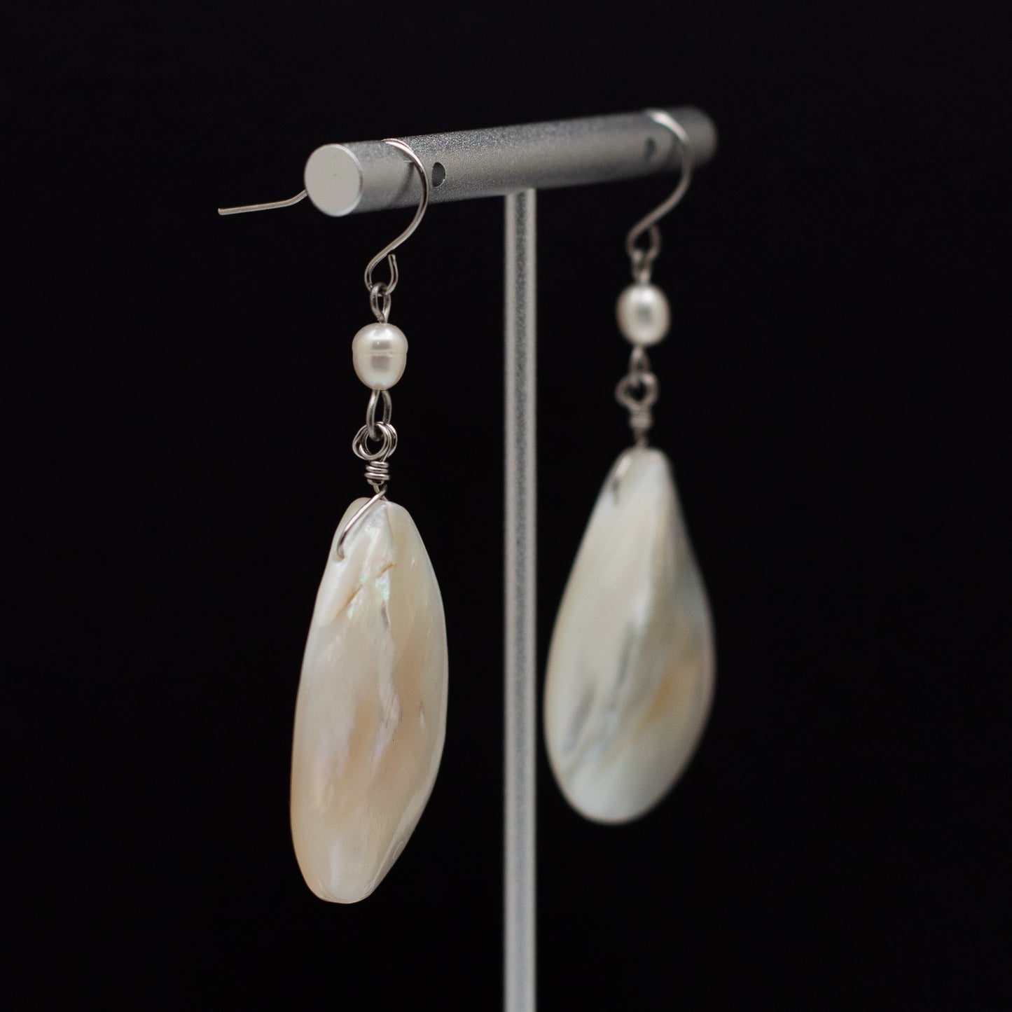 Shell Teardrop & Pearl Statement Earrings