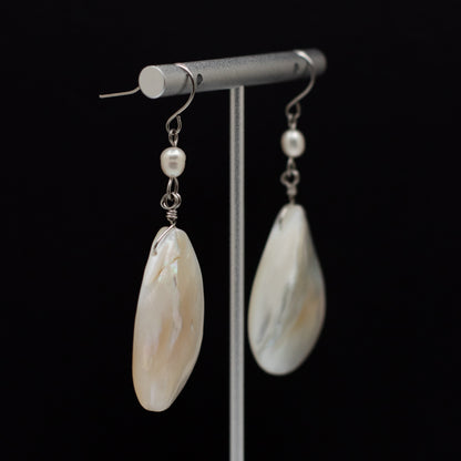 Shell Teardrop & Pearl Statement Earrings