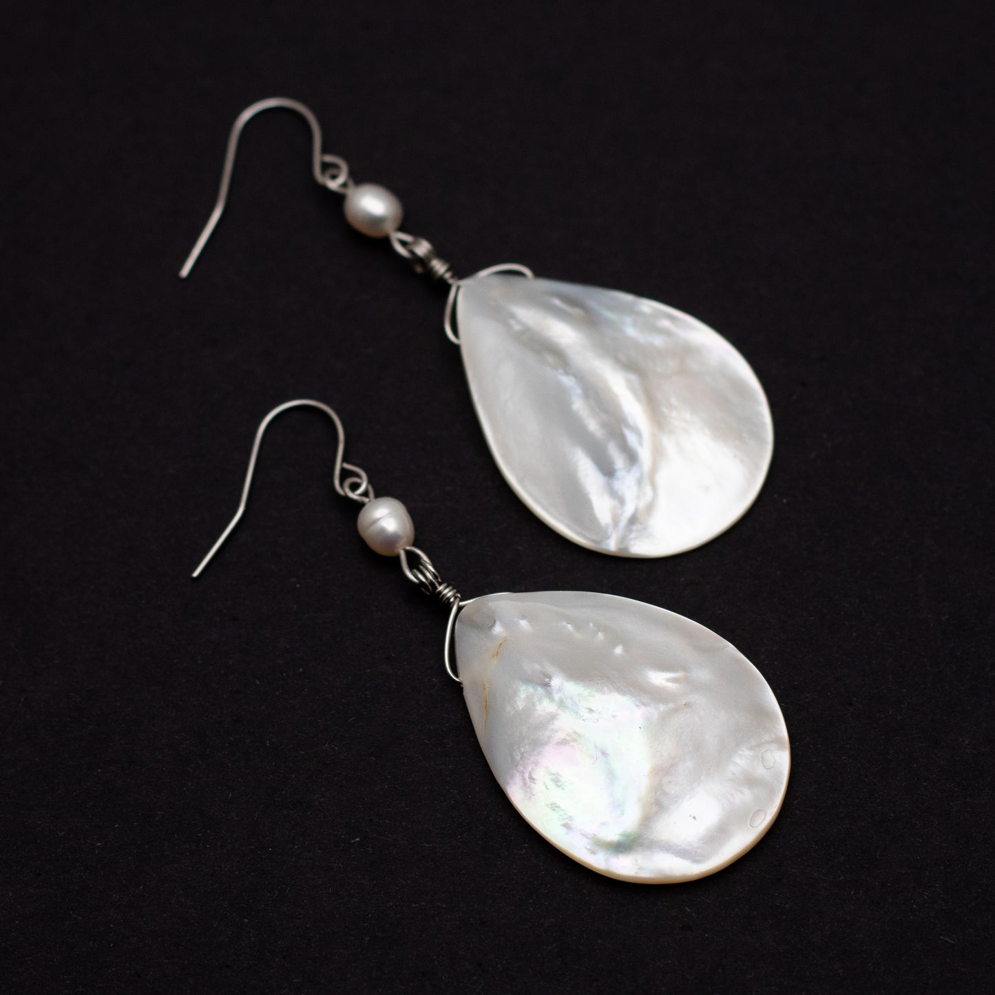 Shell Teardrop & Pearl Statement Earrings
