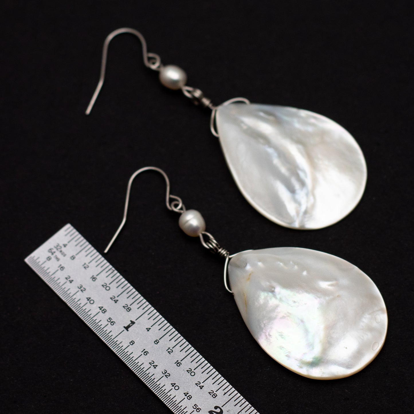 Shell Teardrop & Pearl Statement Earrings