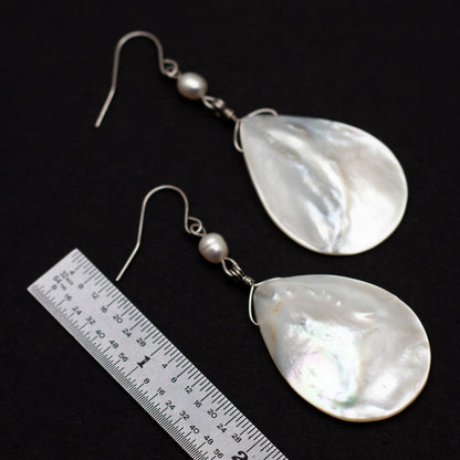 Shell Teardrop & Pearl Statement Earrings