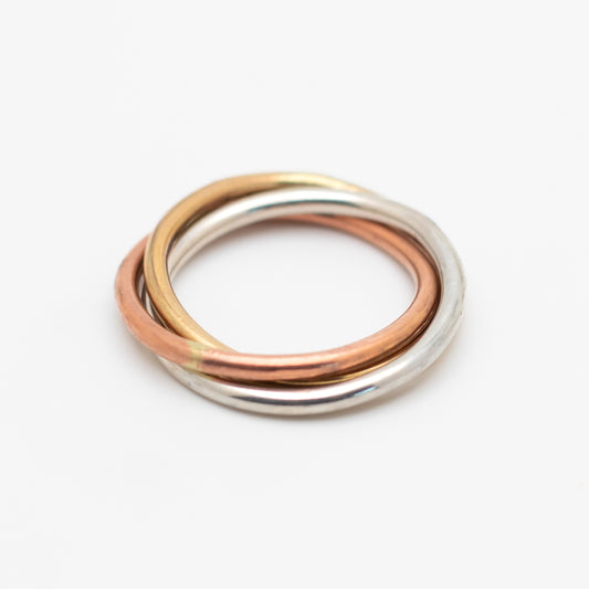 Rolling Fidget Ring (Sterling Silver, Copper, Brass)