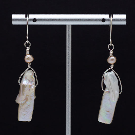 Keshi & Champagne Pearl Earrings (Sterling Silver)