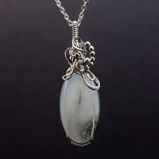 Moss Agate Wire Wrap Necklace