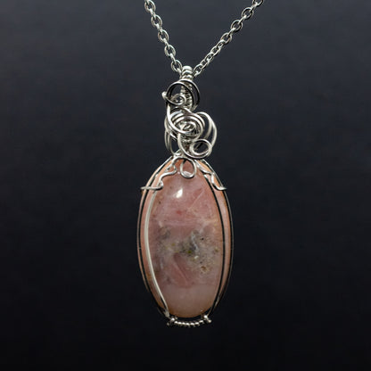 Pink Opal Wire Wrap Necklace