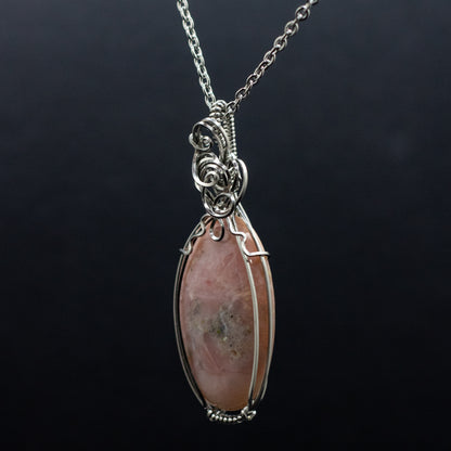 Pink Opal Wire Wrap Necklace