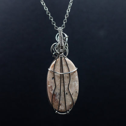 Pink Opal Wire Wrap Necklace