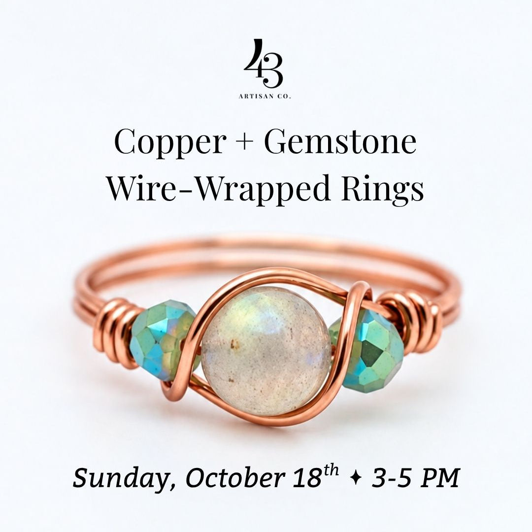 Copper + Gemstone Wire-Wrapped Rings Workshop