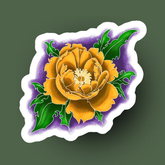 Orange Peony Sticker (3x3")